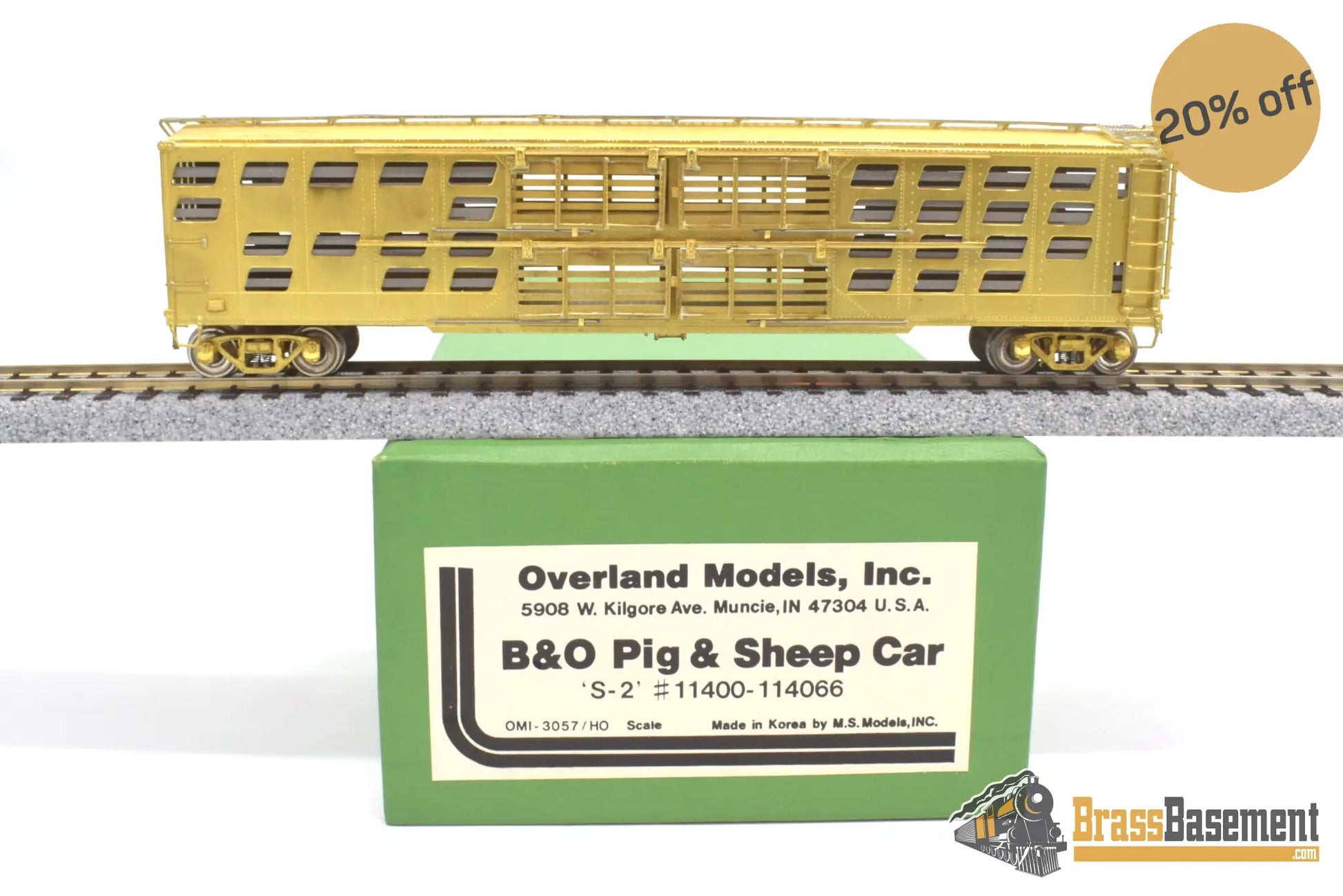 Ho Brass - Omi 3057 Overland Baltimore & Ohio B&O Pig Sheep Car ’S - 2’ Unpainted Freight
