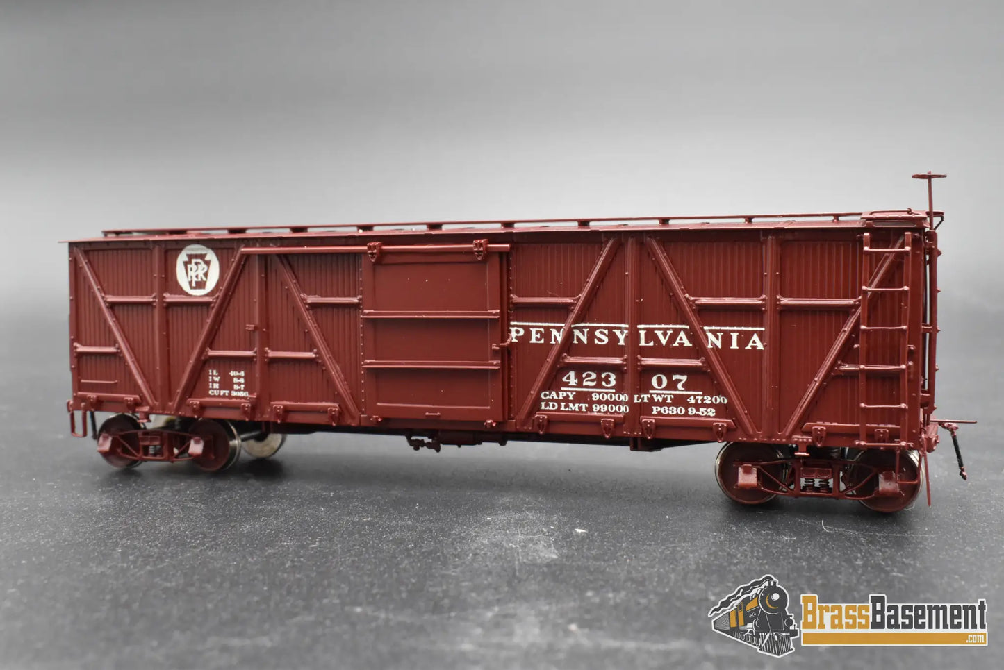 HO Brass – OMI 3067 PRR X-23 Boxcar #42307 – Factory Painted Tuscan – M.S. Models – Mint Freight