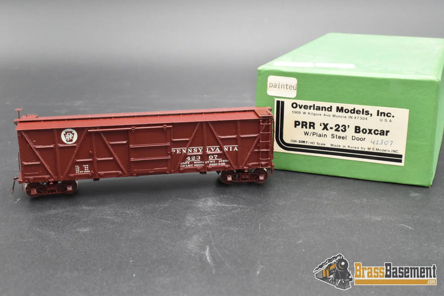 HO Brass – OMI 3067 PRR X-23 Boxcar #42307 – Factory Painted Tuscan – M.S. Models – Mint Freight