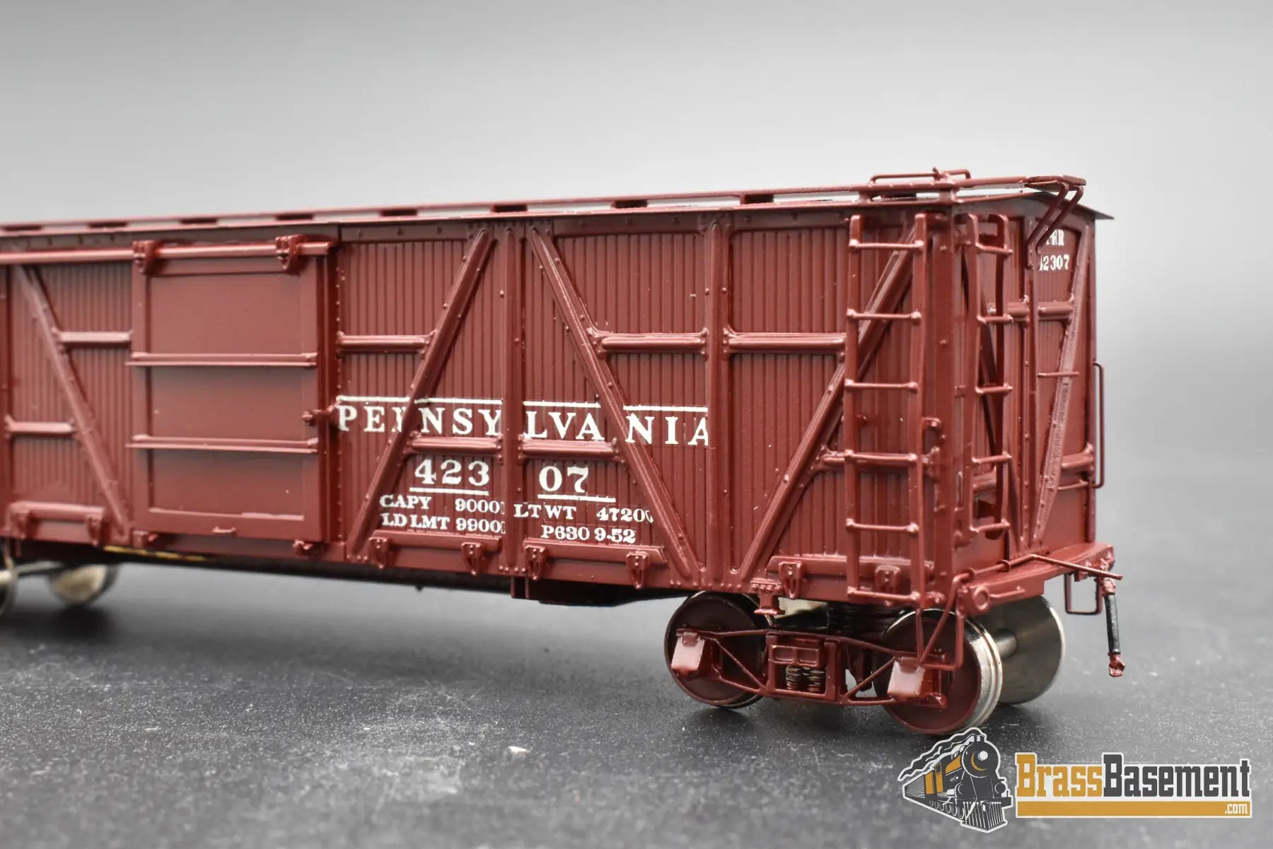 HO Brass – OMI 3067 PRR X-23 Boxcar #42307 – Factory Painted Tuscan – M.S. Models – Mint Freight