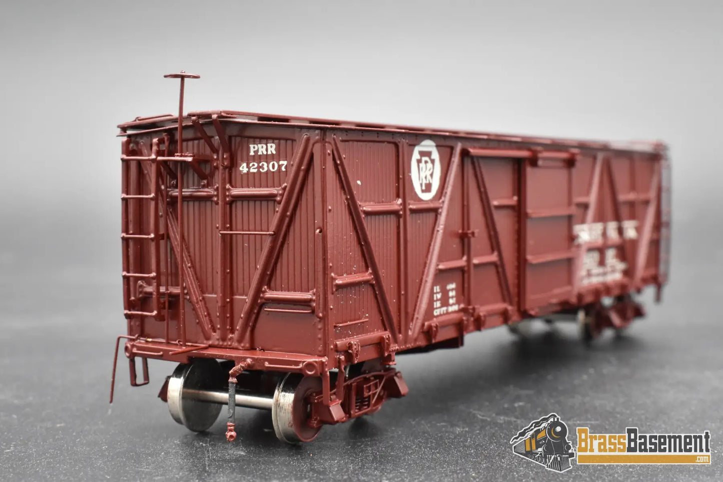 HO Brass – OMI 3067 PRR X-23 Boxcar #42307 – Factory Painted Tuscan – M.S. Models – Mint Freight