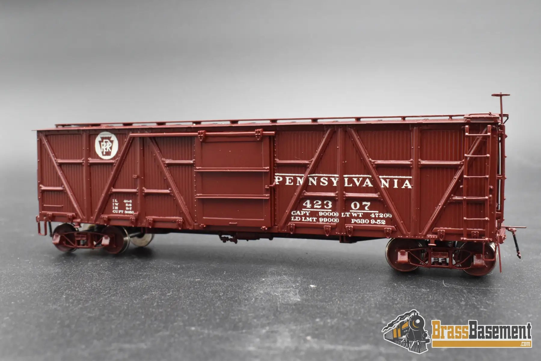 HO Brass – OMI 3067 PRR X-23 Boxcar #42307 – Factory Painted Tuscan – M.S. Models – Mint Freight