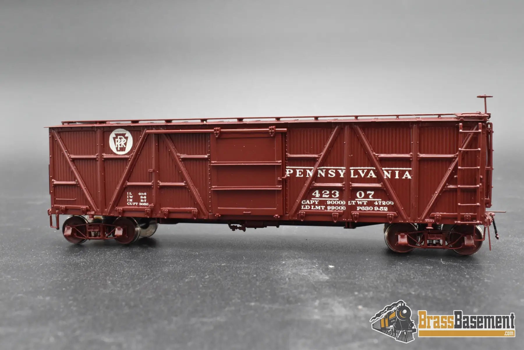 HO Brass – OMI 3067 PRR X-23 Boxcar #42307 – Factory Painted Tuscan – M.S. Models – Mint Freight