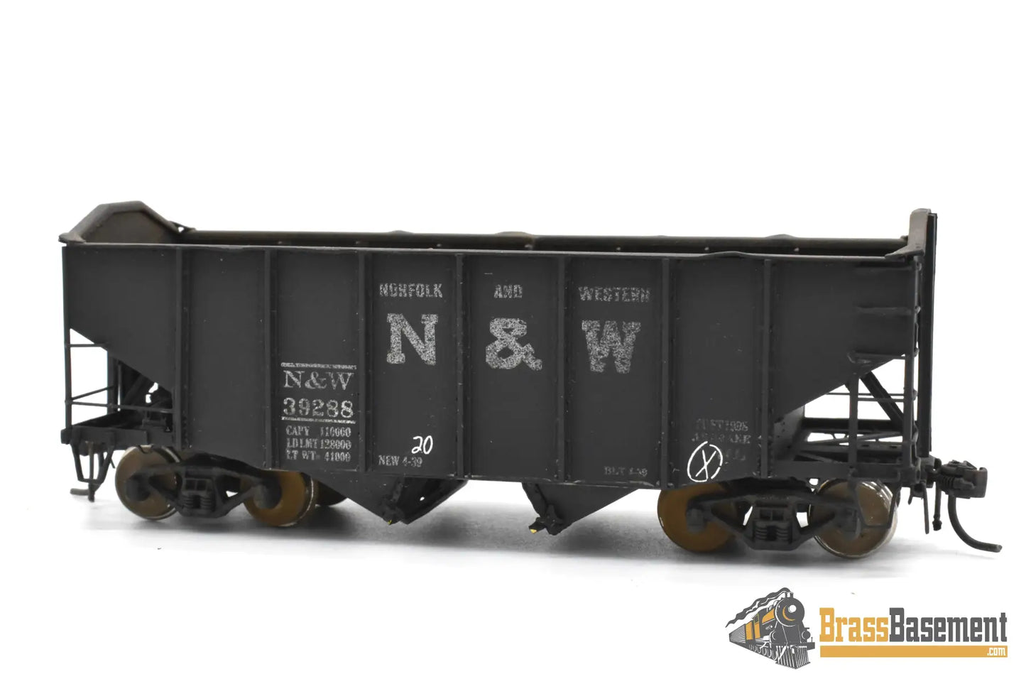 HO Brass - OMI 3087 N&W Norfolk & Western 55-Ton 2 Bay Hopper - Nice C/P Freight