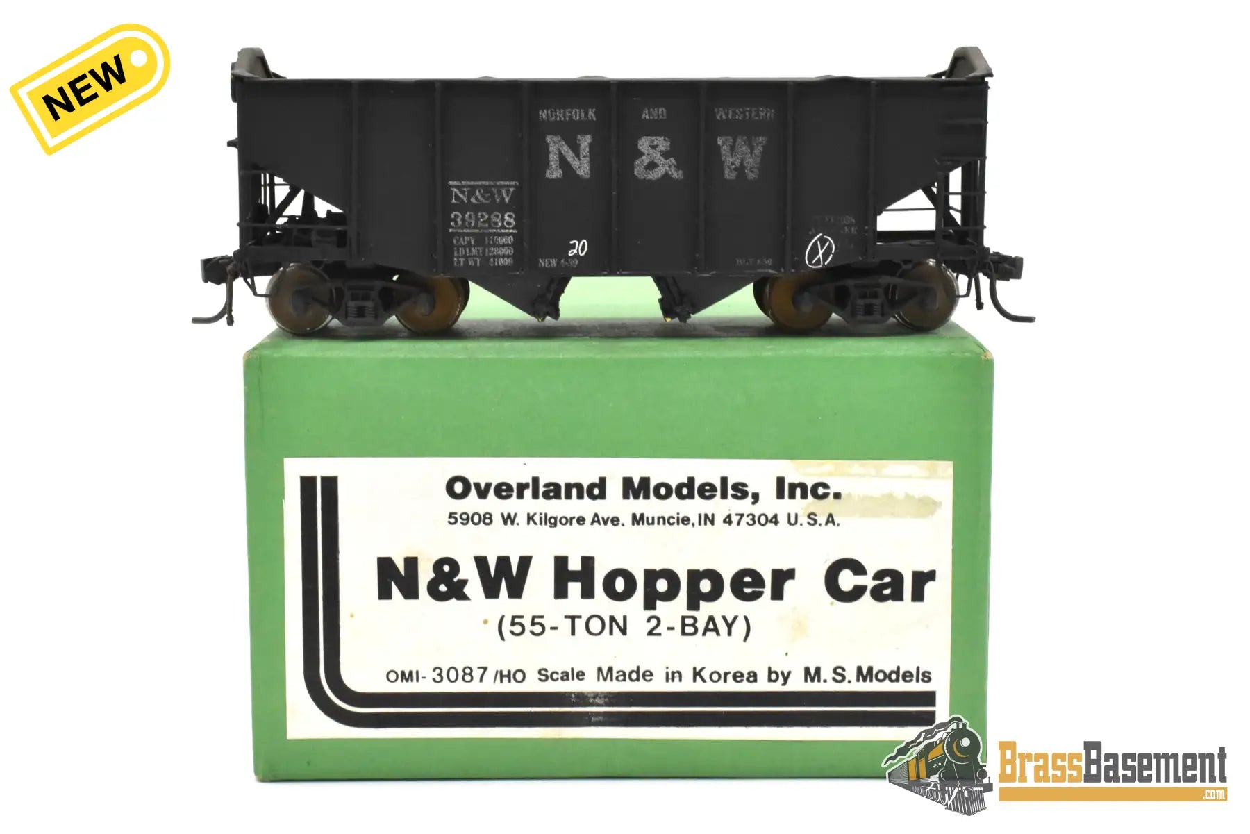 HO Brass - OMI 3087 N&W Norfolk & Western 55-Ton 2 Bay Hopper - Nice C/P Freight