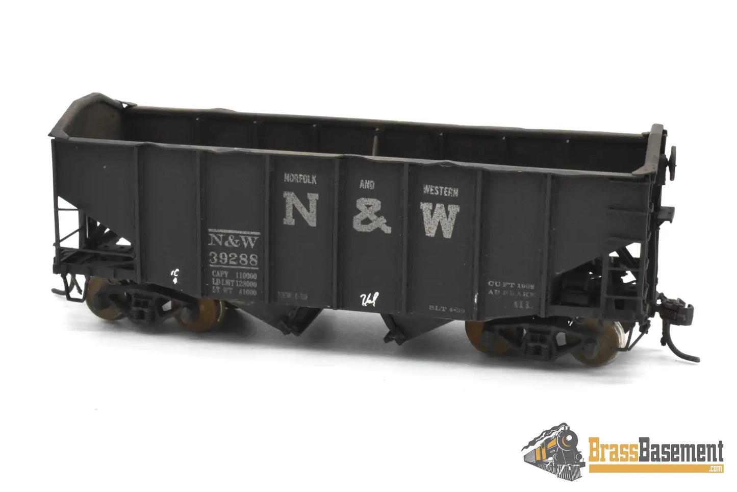 HO Brass - OMI 3087 N&W Norfolk & Western 55-Ton 2 Bay Hopper - Nice C/P Freight