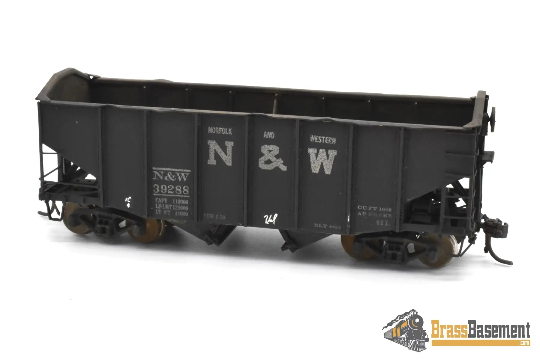HO Brass - OMI 3087 N&W Norfolk & Western 55-Ton 2 Bay Hopper - Nice C/P Freight