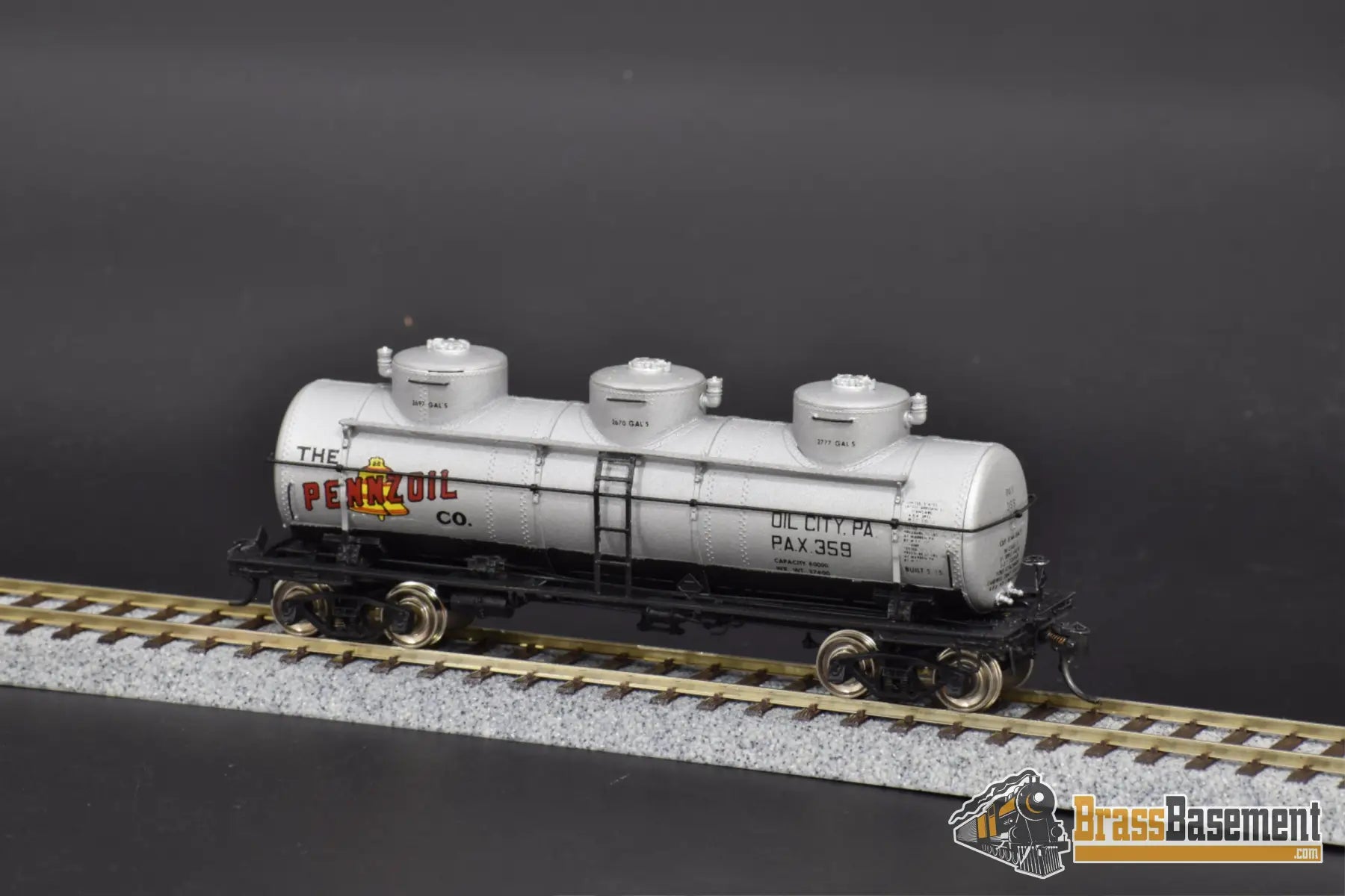 Ho Brass - Omi 3132 8000 Gallon Triple Dome Pennzoil Tank Car Custom Freight