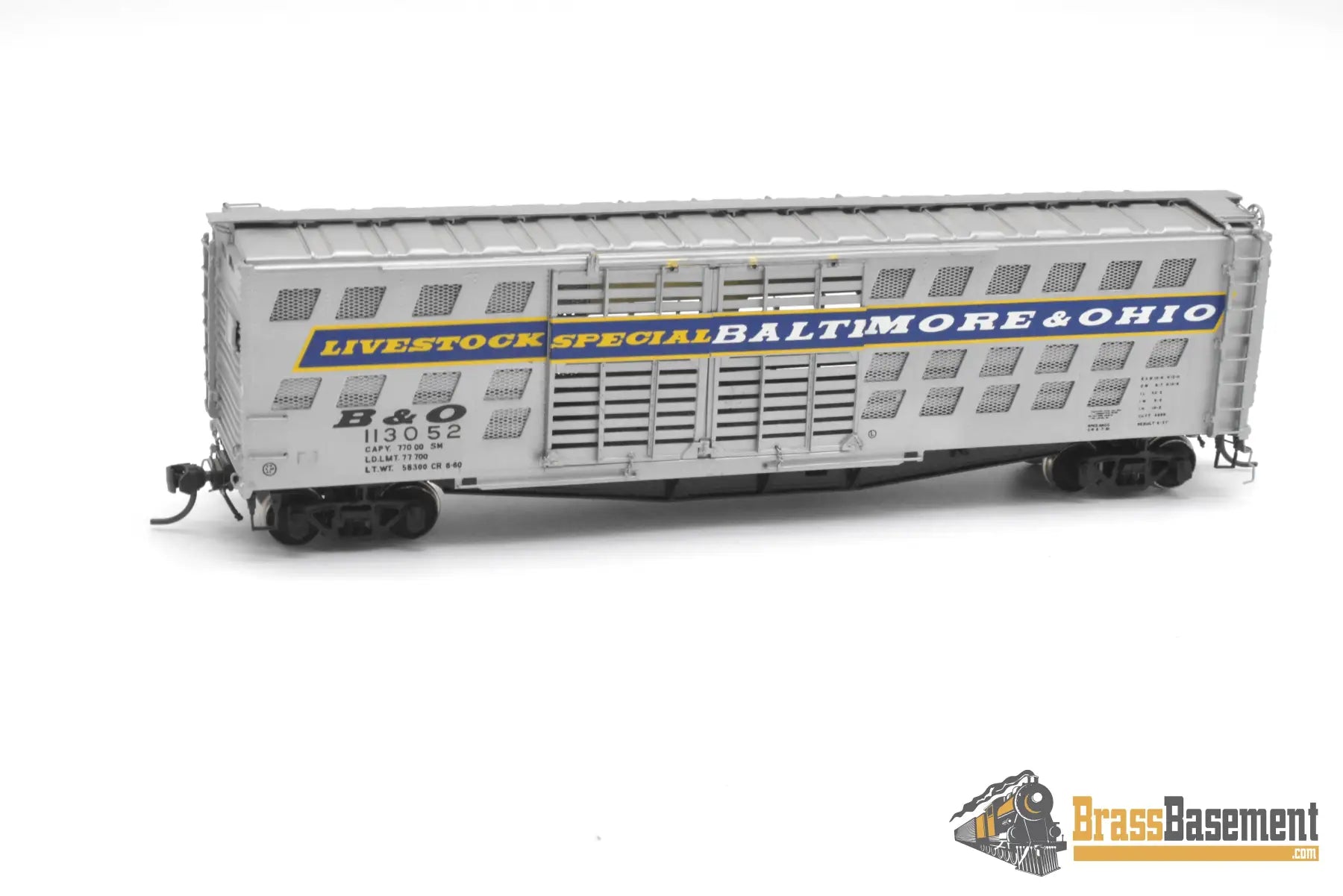 HO Brass - OMI 3140 Baltimore & Ohio B&O Deluxe Livestock Car w/ Double Doors Fishbelly Freight