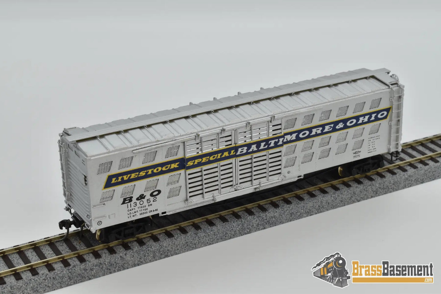 Ho Brass - Omi 3140 Baltimore & Ohio B&O Deluxe Livestock Car W/ Double Doors Freight