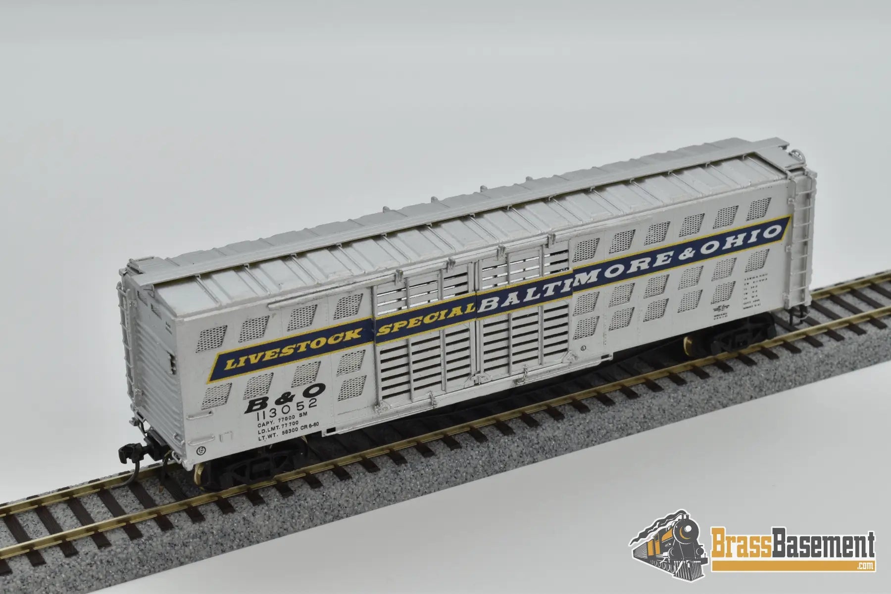 Ho Brass - Omi 3140 Baltimore & Ohio B&O Deluxe Livestock Car W/ Double Doors Freight