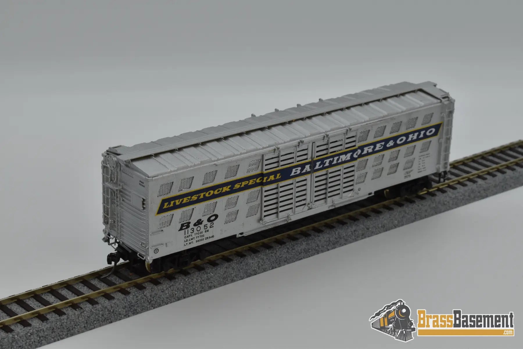 Ho Brass - Omi 3140 Baltimore & Ohio B&O Deluxe Livestock Car W/ Double Doors Freight