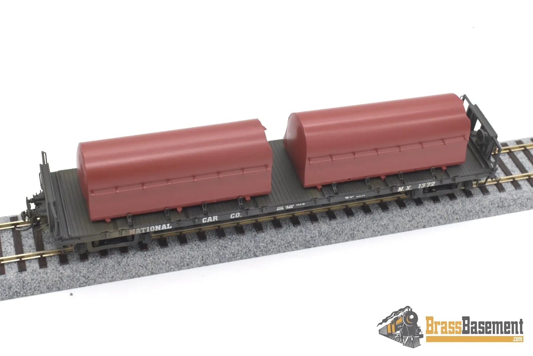 Ho Brass - Omi 3158 National Flat Car Painted #1372 With 2 Milk Tanks Caboose