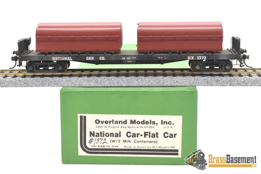 Ho Brass - Omi 3158 National Flat Car Painted #1372 With 2 Milk Tanks Caboose