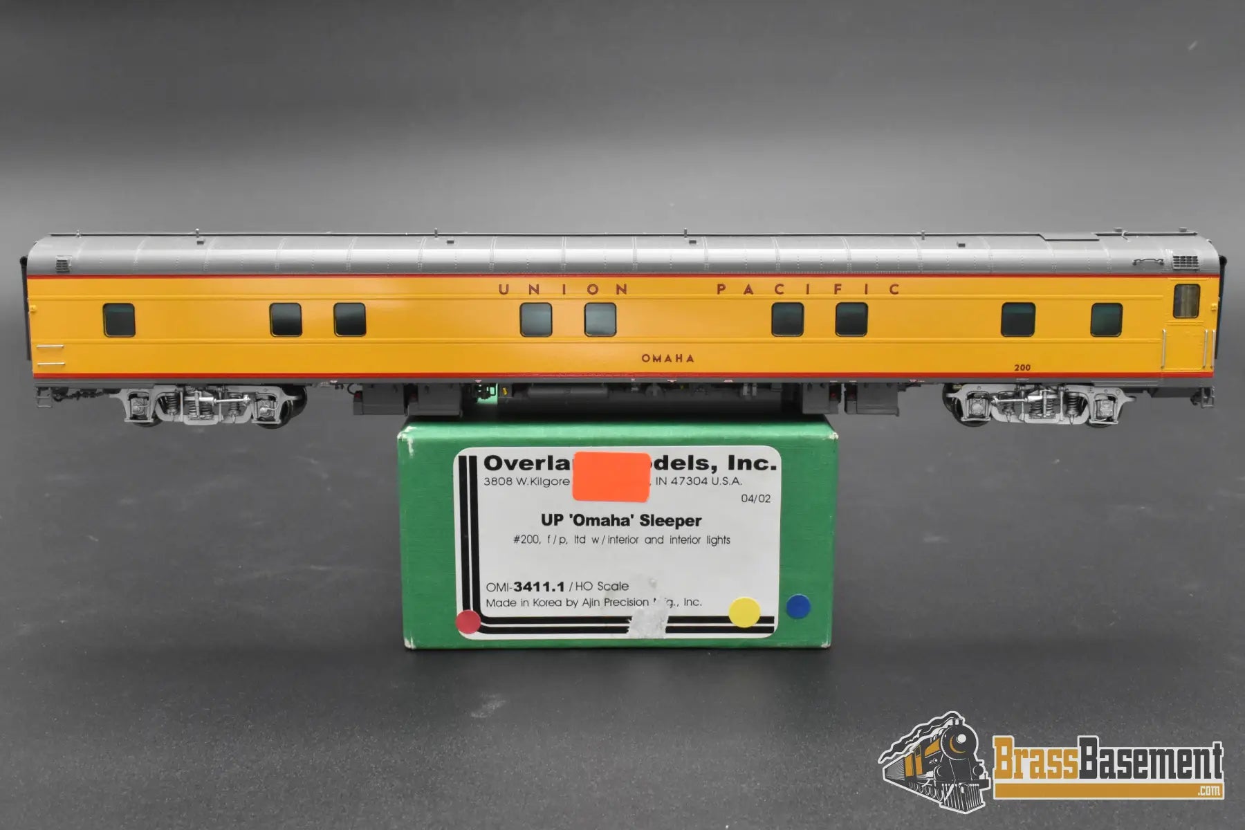 HO Brass – Overland Models UP ‘Omaha’ Sleeper #200 – F/P – Mint HO Brass Passenger Car