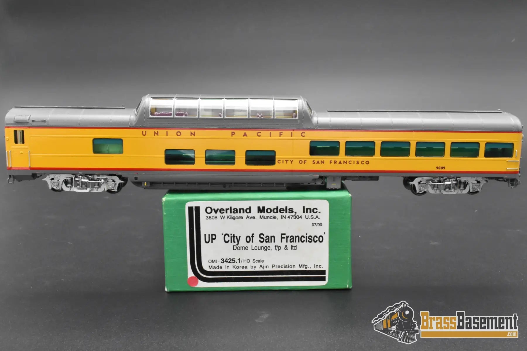 HO Brass – Overland Models UP ‘City of San Francisco’ Dome Lounge #9009 – F/P – Mint HO Brass Passenger Car
