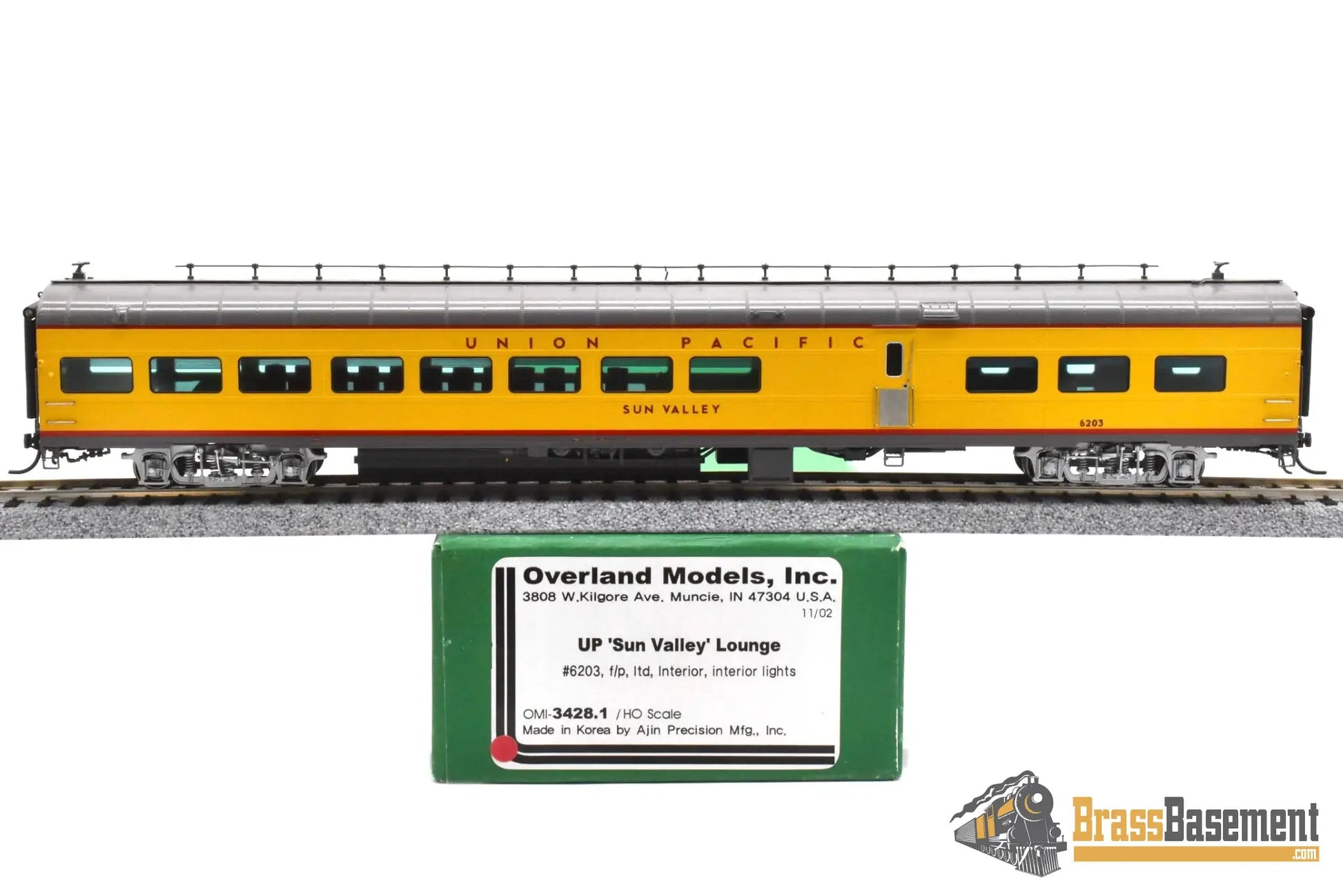 HO Brass - OMI 3428.1 Union Pacific UP ‘Sun Valley’ Lounge Car #6203 - F/P Mint Passenger