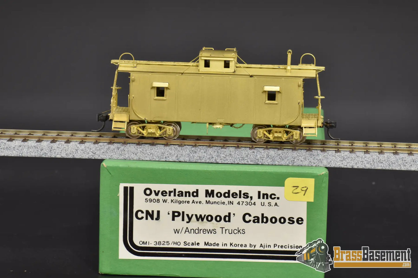 Ho Brass - Omi 3825 Central Of New Jersey Cnj Plywood Caboose W/Andrews Trucks