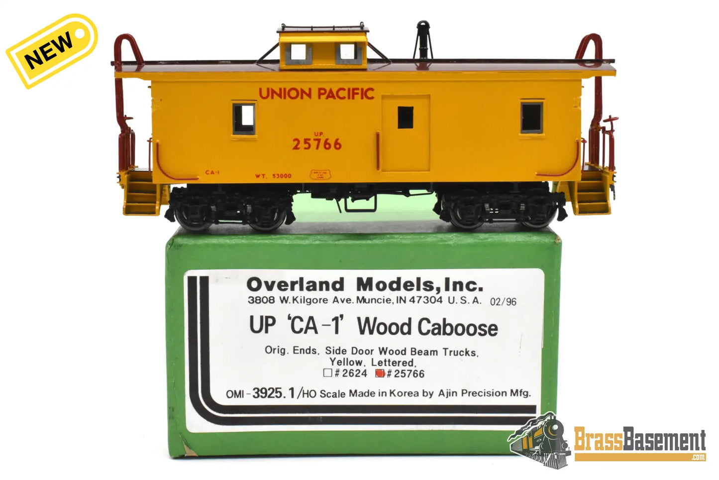 HO Brass - OMI 3925.1 Union Pacific UP CA-1 Caboose #25766 Armor Yellow - Mint Caboose