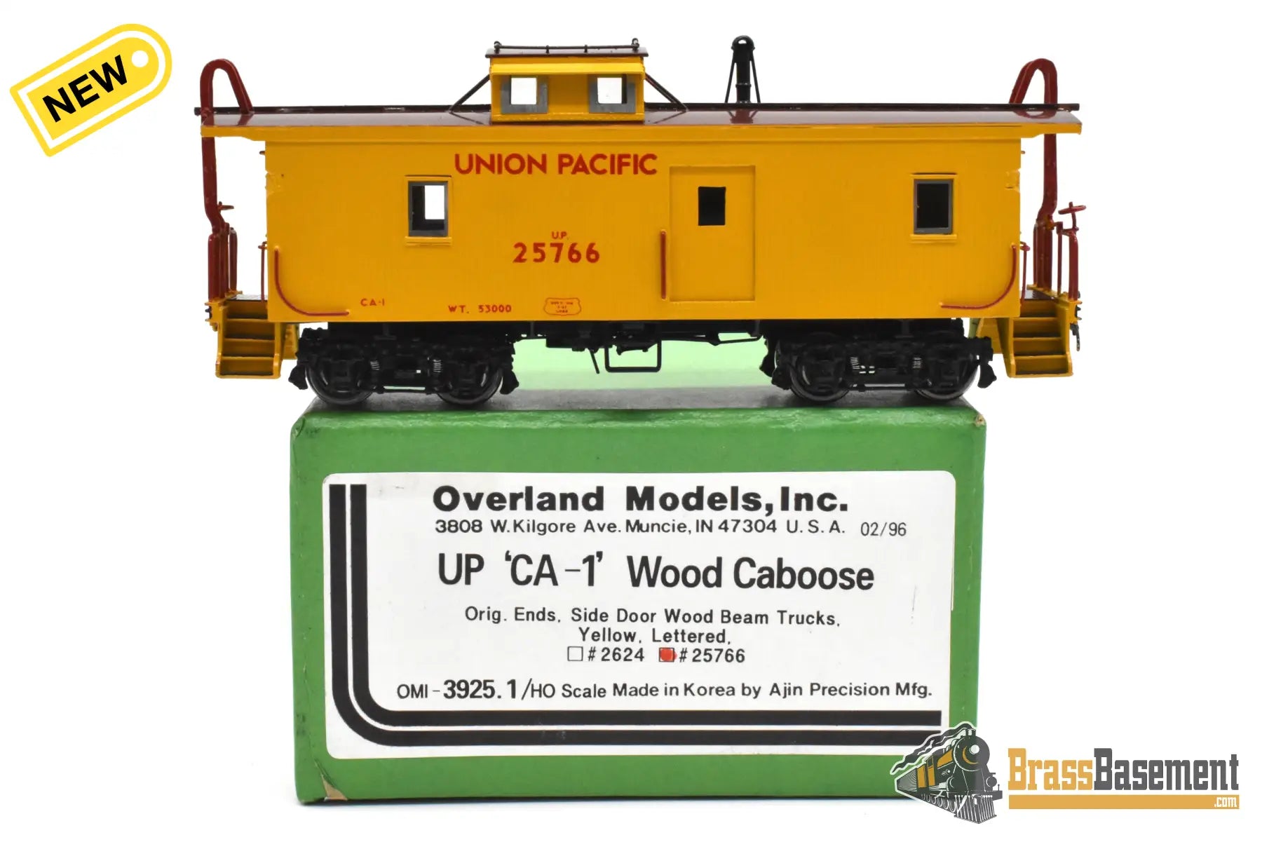 HO Brass - OMI 3925.1 Union Pacific UP CA-1 Caboose #25766 Armor Yellow - Mint Caboose