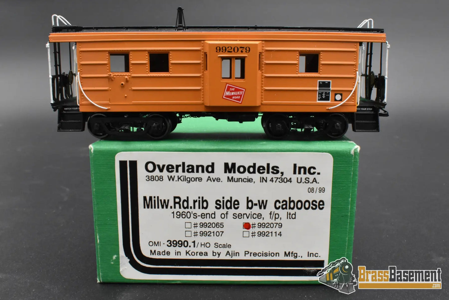 HO Brass – OMI 3990.1 MILW Milwaukee Road Rib‑Side Caboose – #992079 – F/P – Mint Caboose