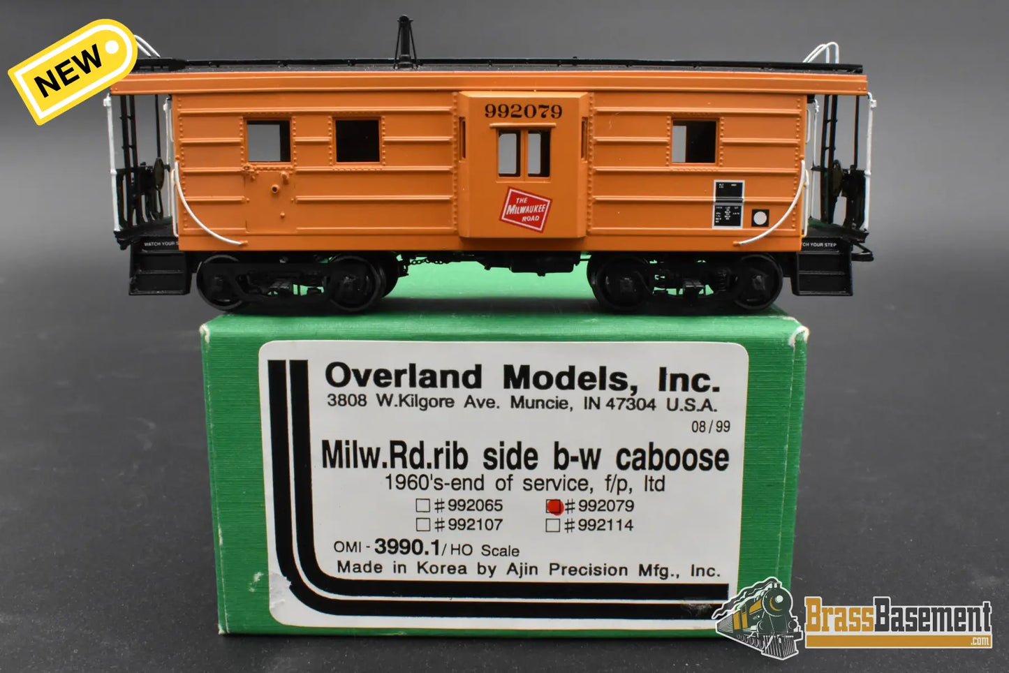 HO Brass – OMI 3990.1 MILW Milwaukee Road Rib‑Side Caboose – #992079 – F/P – Mint Caboose