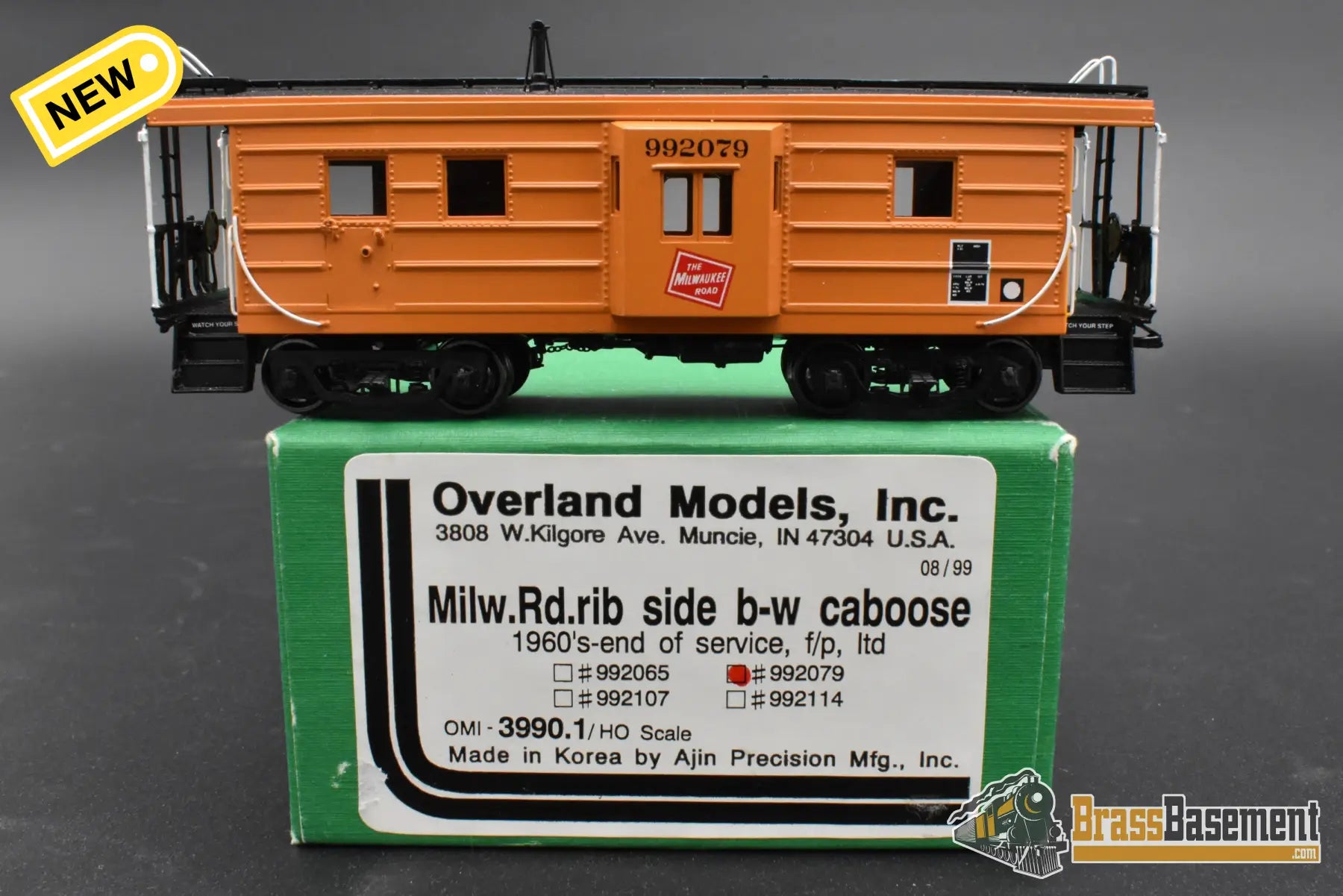 HO Brass – OMI 3990.1 MILW Milwaukee Road Rib‑Side Caboose – #992079 – F/P – Mint Caboose