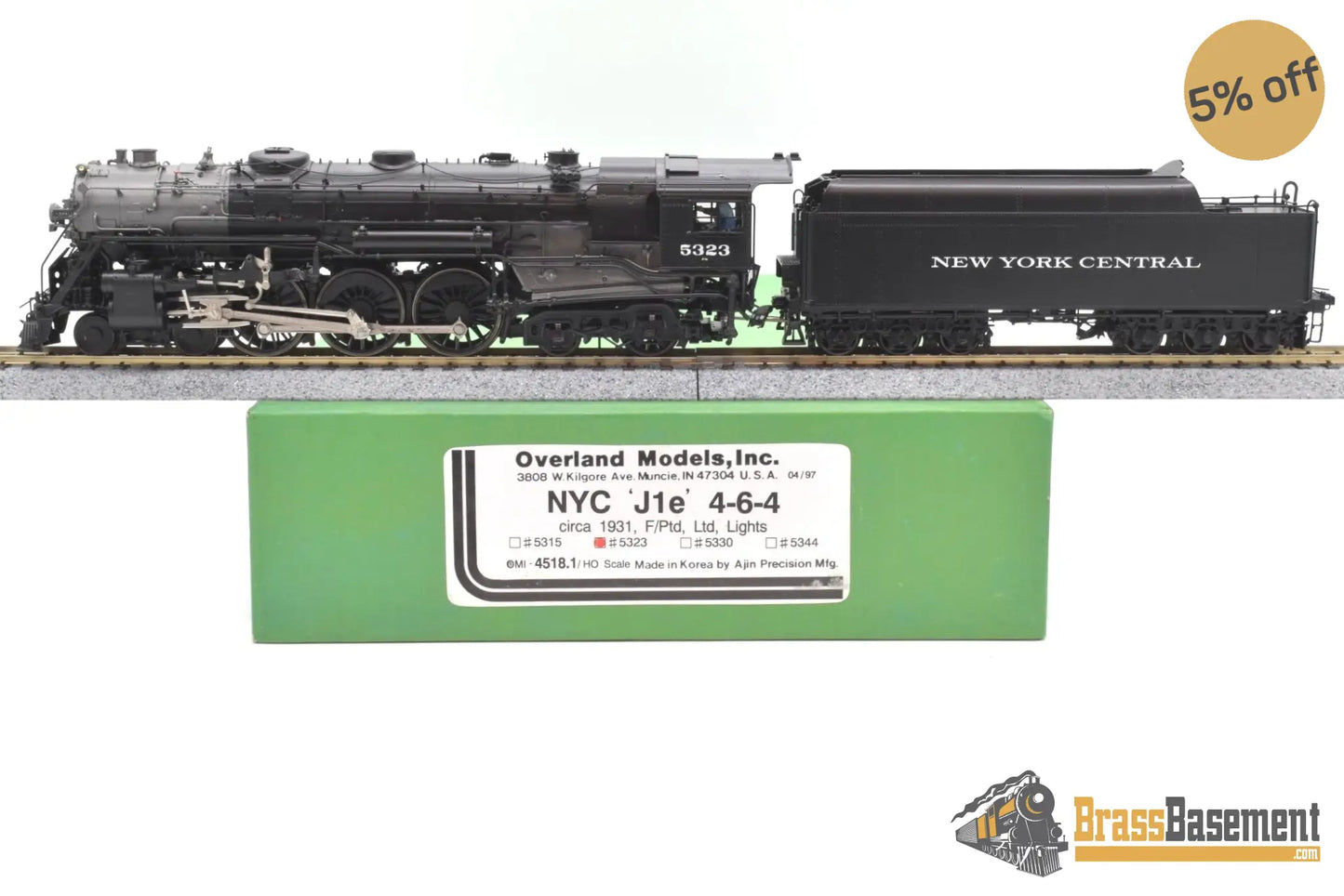Ho Brass - Omi 4518.1 New York Central Nyc J - 1E 4 - 6 - 4 Hudson #5323 F/P Steam