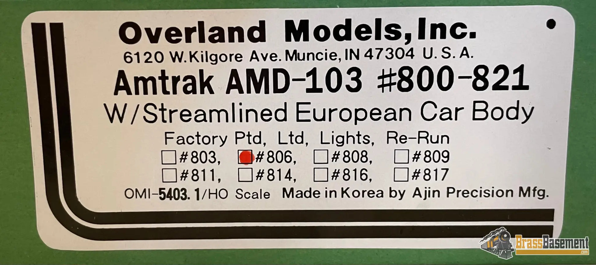 Ho Brass - Omi 5403.1 Amtrak Amd - 103 Genesis #806 F/P Mint! Diesel