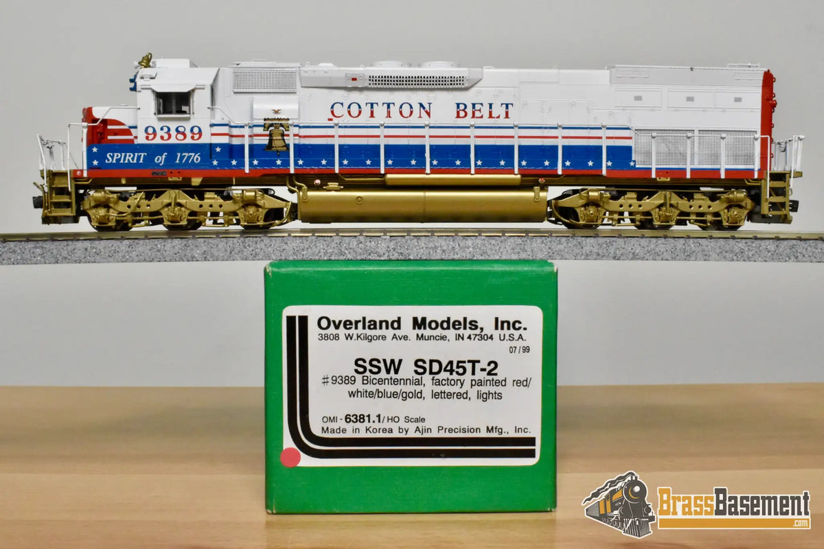 HO Brass - OMI 6381.1 SSW Cotton Belt SD45T-2 Bicentennial #9389 - F/P Mint - Diesel