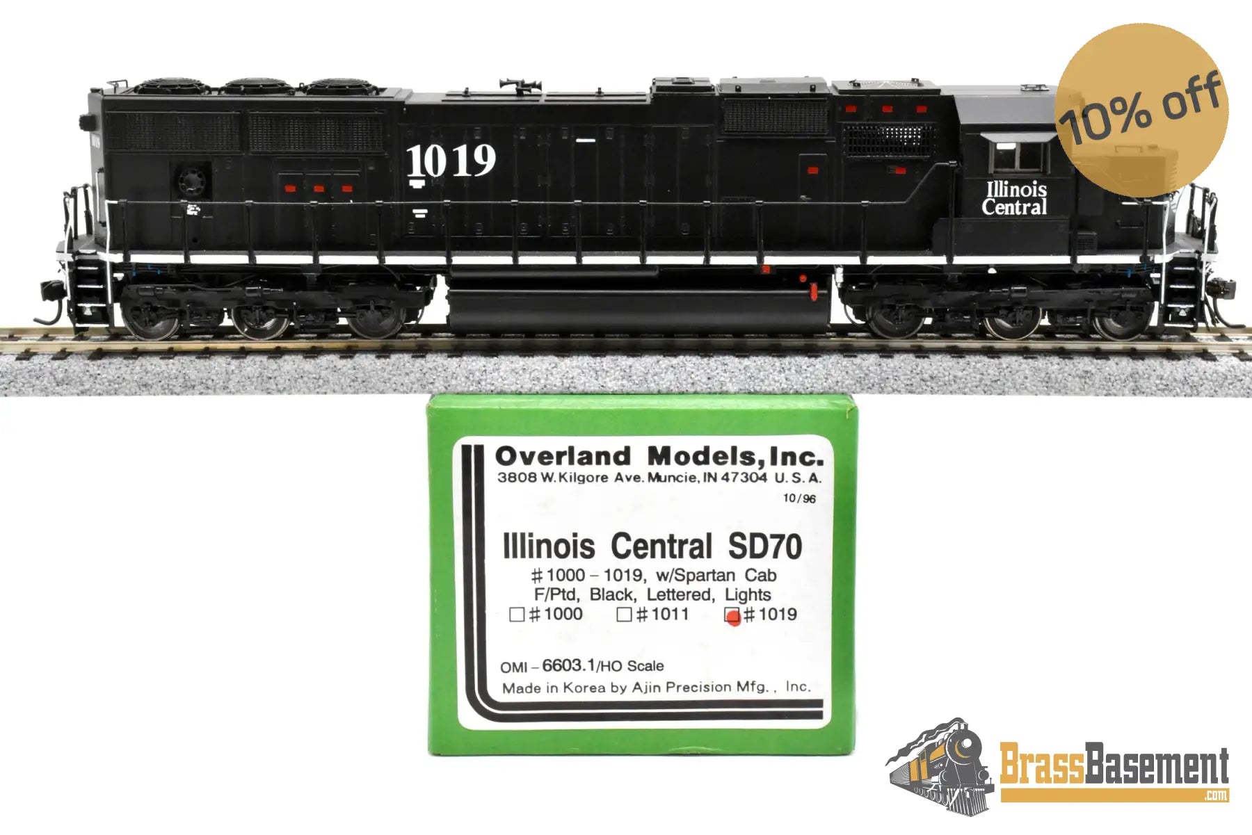 HO Brass OMI 6603.1 Illinois Central IC SD70 #1019 C/P Black Death Star Diesel