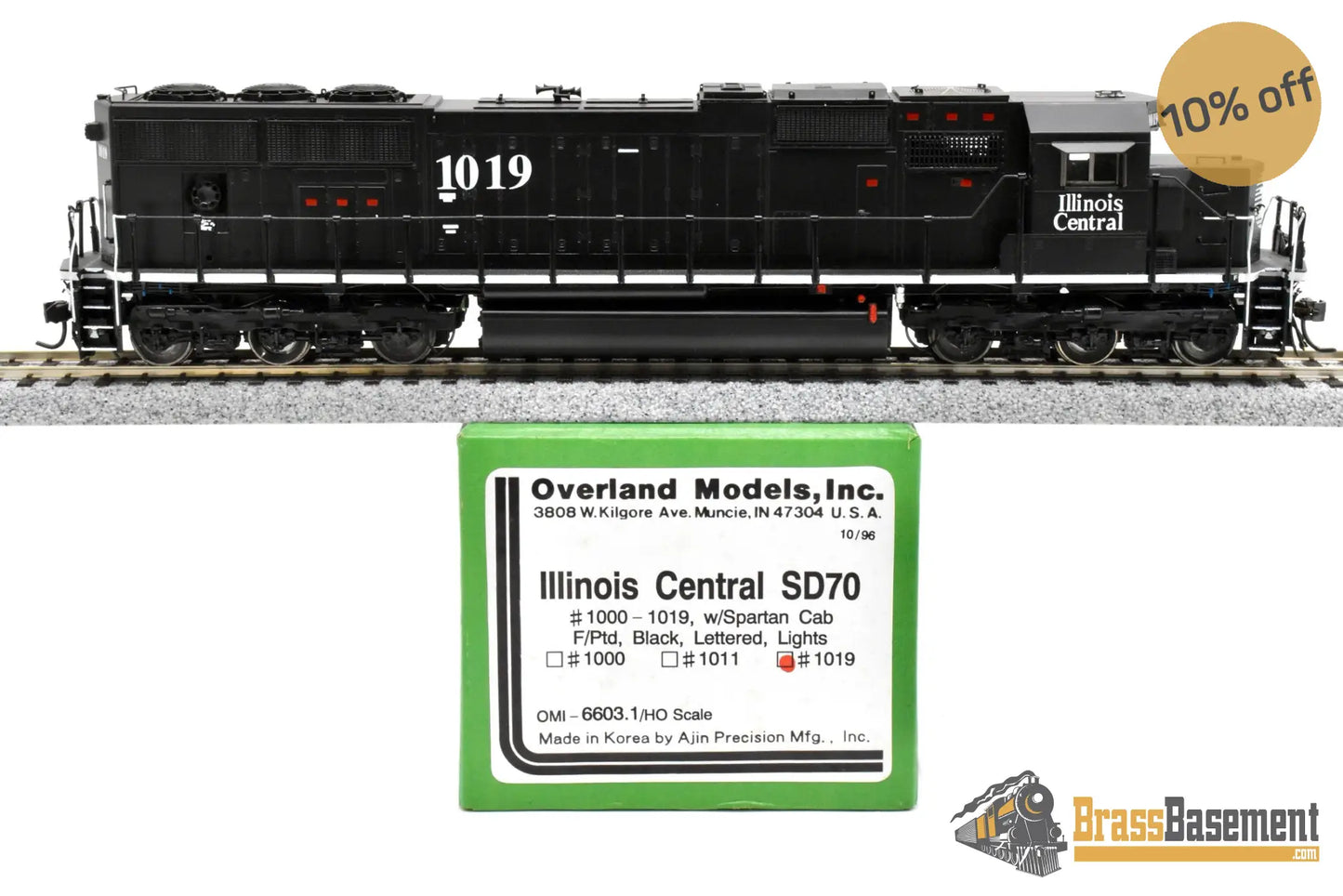 HO Brass OMI 6603.1 Illinois Central IC SD70 #1019 C/P Black Death Star Diesel
