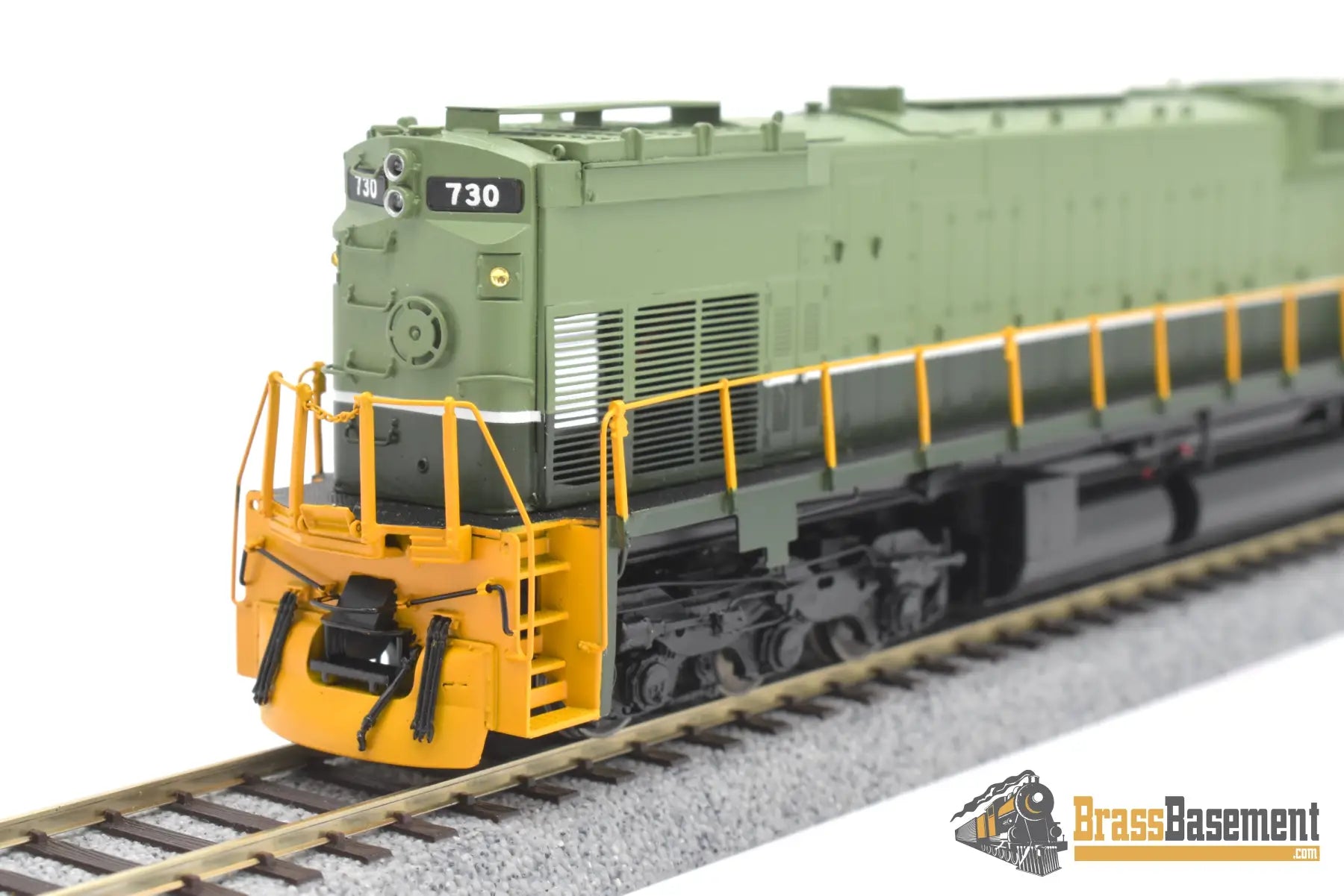 Ho Brass - Omi 6701.1 Bcr British Columbia Railway C630 Wide Nose #730 F/P Two - Tone Green Diesel