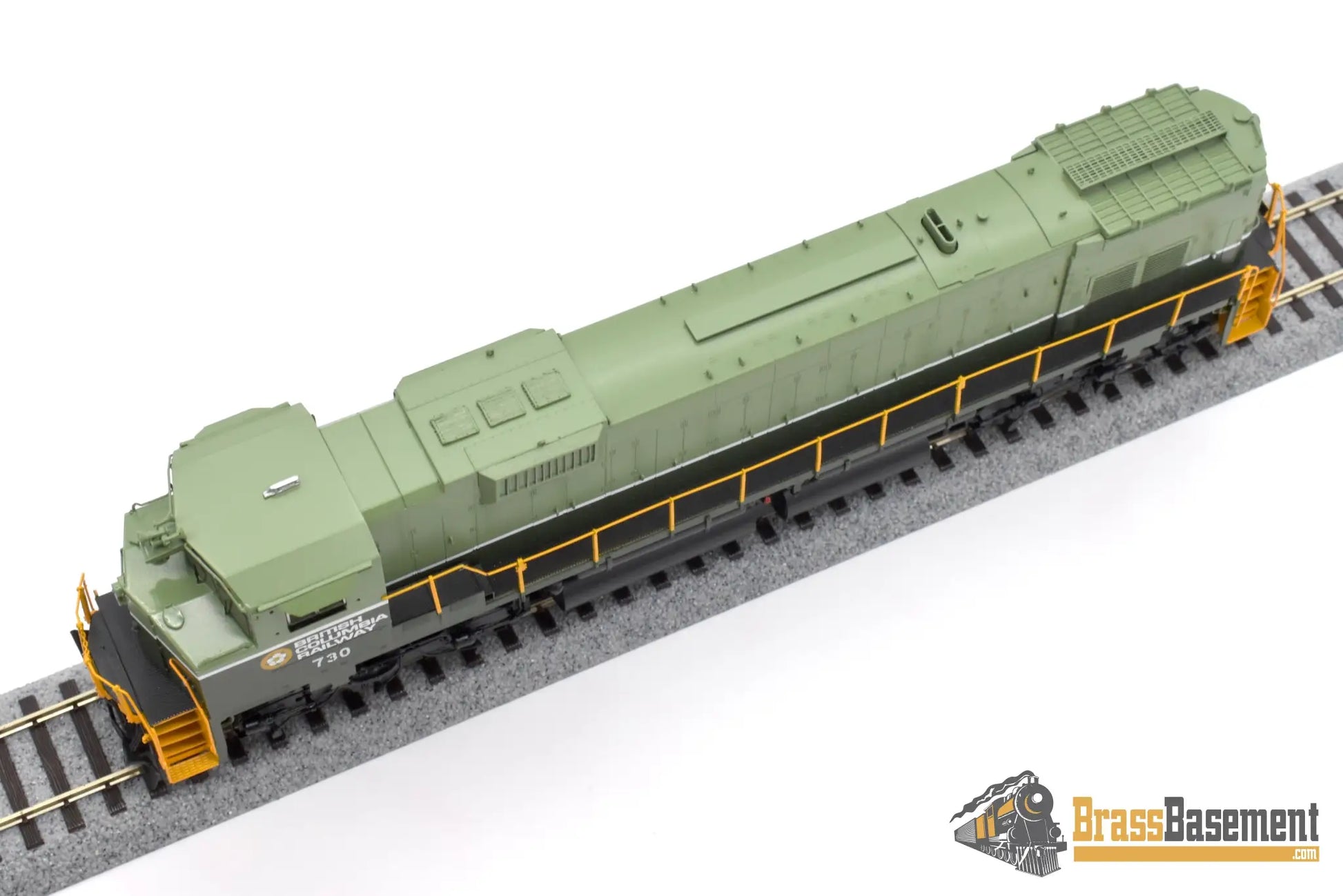 Ho Brass - Omi 6701.1 Bcr British Columbia Railway C630 Wide Nose #730 F/P Two - Tone Green Diesel
