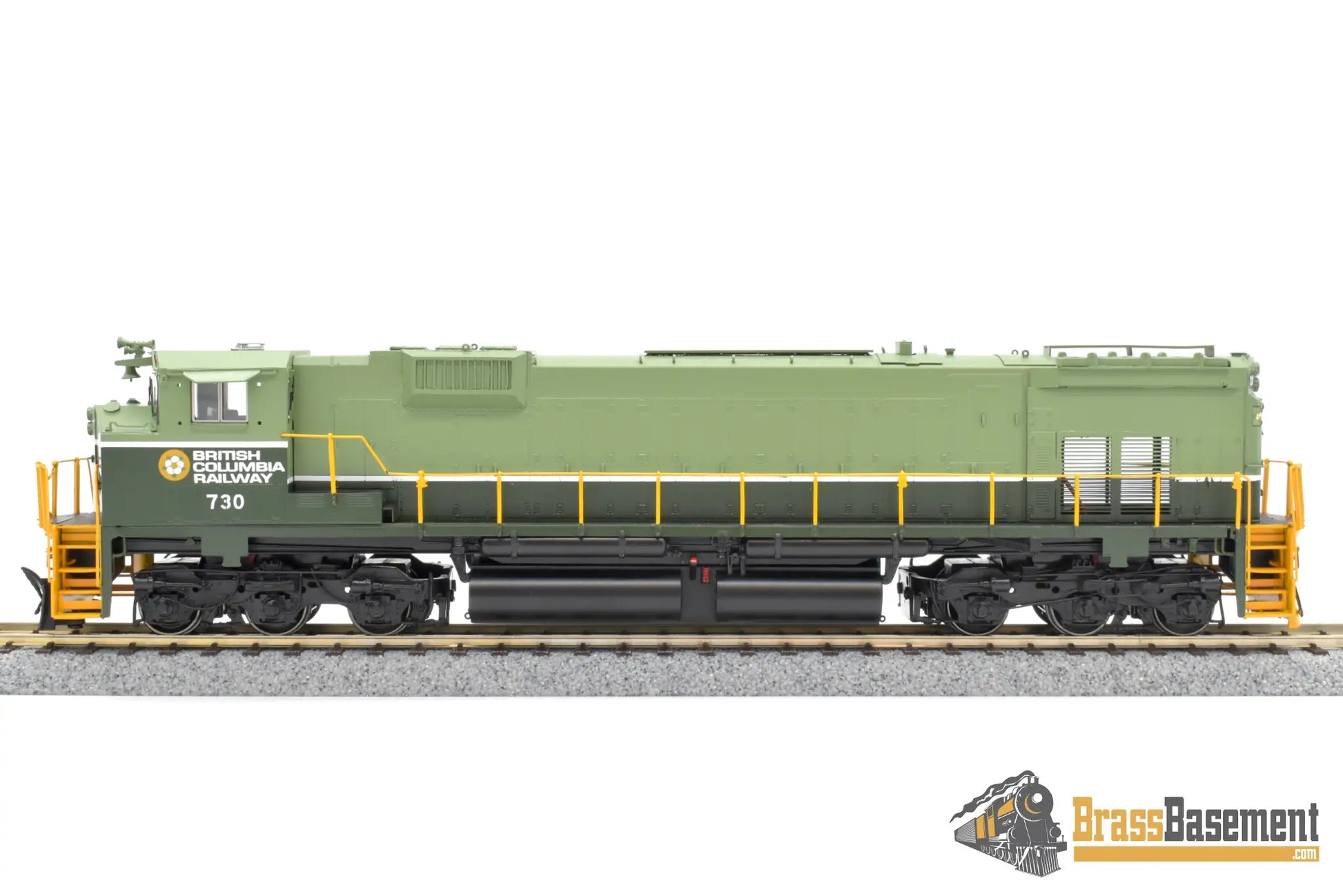 Ho Brass - Omi 6701.1 Bcr British Columbia Railway C630 Wide Nose #730 F/P Two - Tone Green Diesel