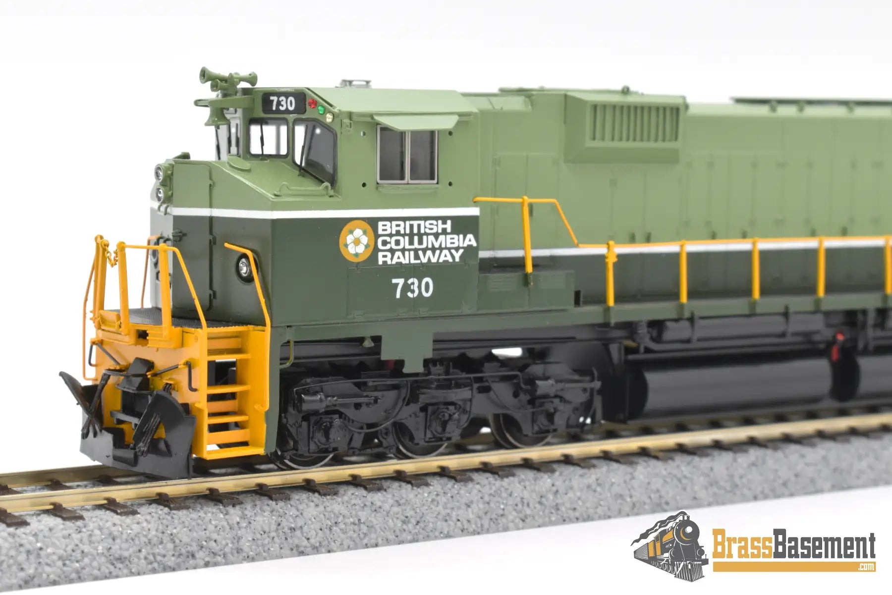 Ho Brass - Omi 6701.1 Bcr British Columbia Railway C630 Wide Nose #730 F/P Two - Tone Green Diesel