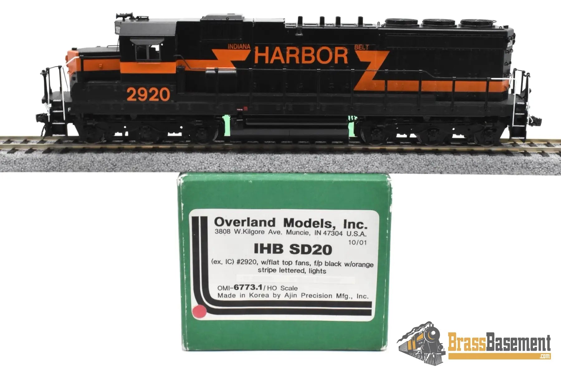 HO Brass - OMI 6773.1 Indiana Harbor Belt IHB SD20 #2920 - F/P Black w/ Orange - Mint DCC SOUND Diesel
