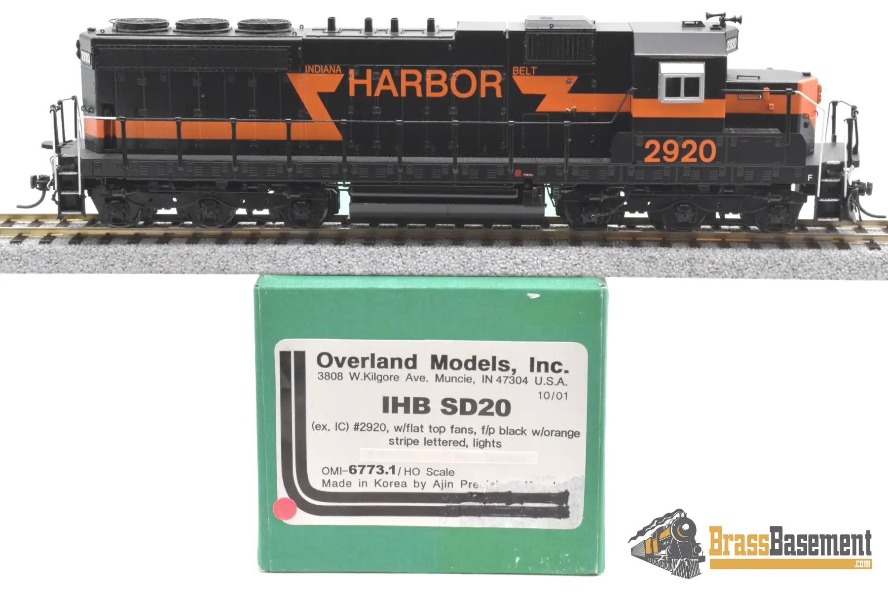 Ho Brass - Omi 6773.1 Indiana Harbor Belt Sd20 #2920 F/P Black W/ Orange Stripe Diesel