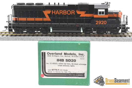 Ho Brass - Omi 6773.1 Indiana Harbor Belt Sd20 #2920 F/P Black W/ Orange Stripe Diesel