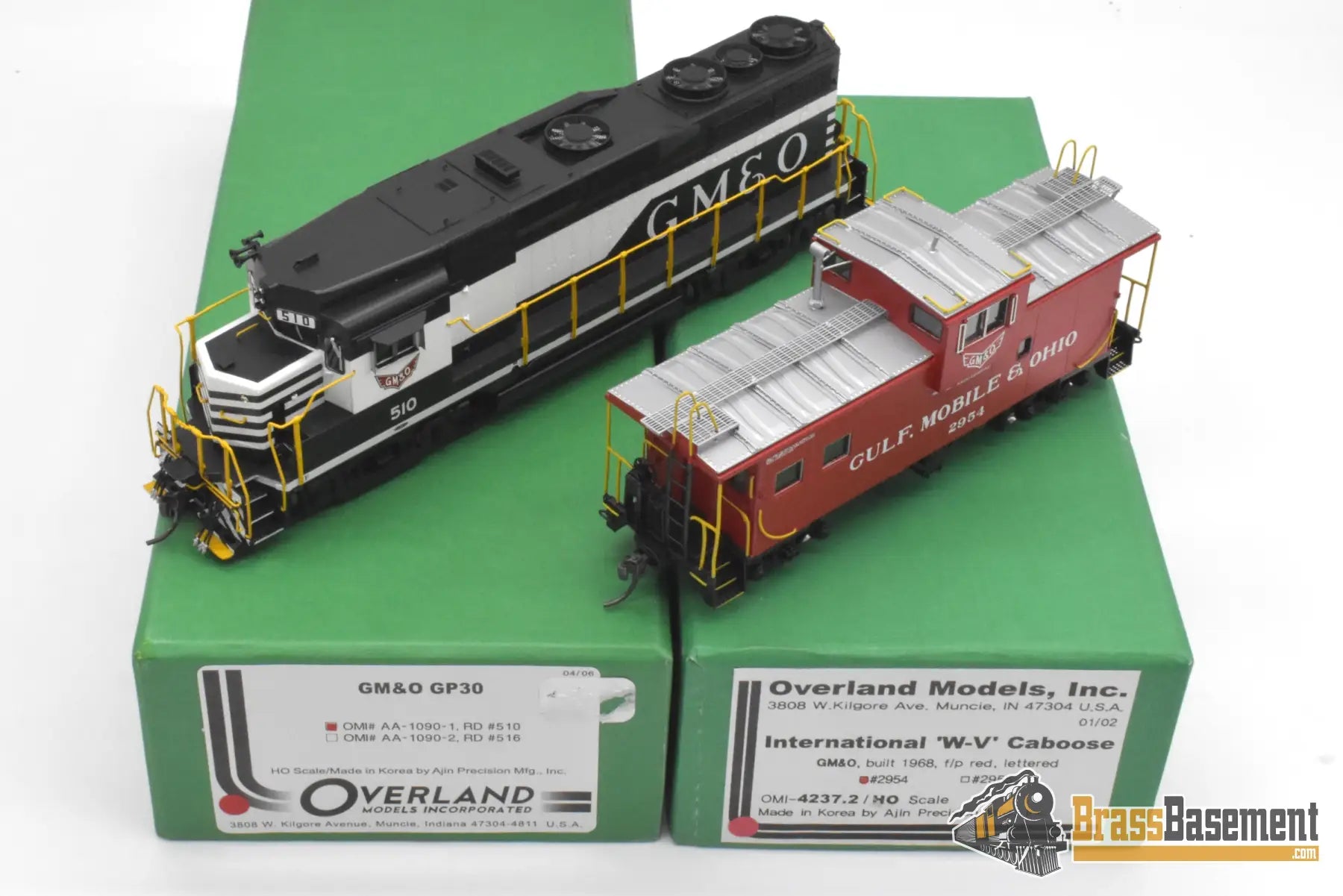 HO Brass - OMI AA-1090-1 & 4237.2 GM&O Gulf Mobile & Ohio GP30 and WV Caboose Set - MINT Diesel
