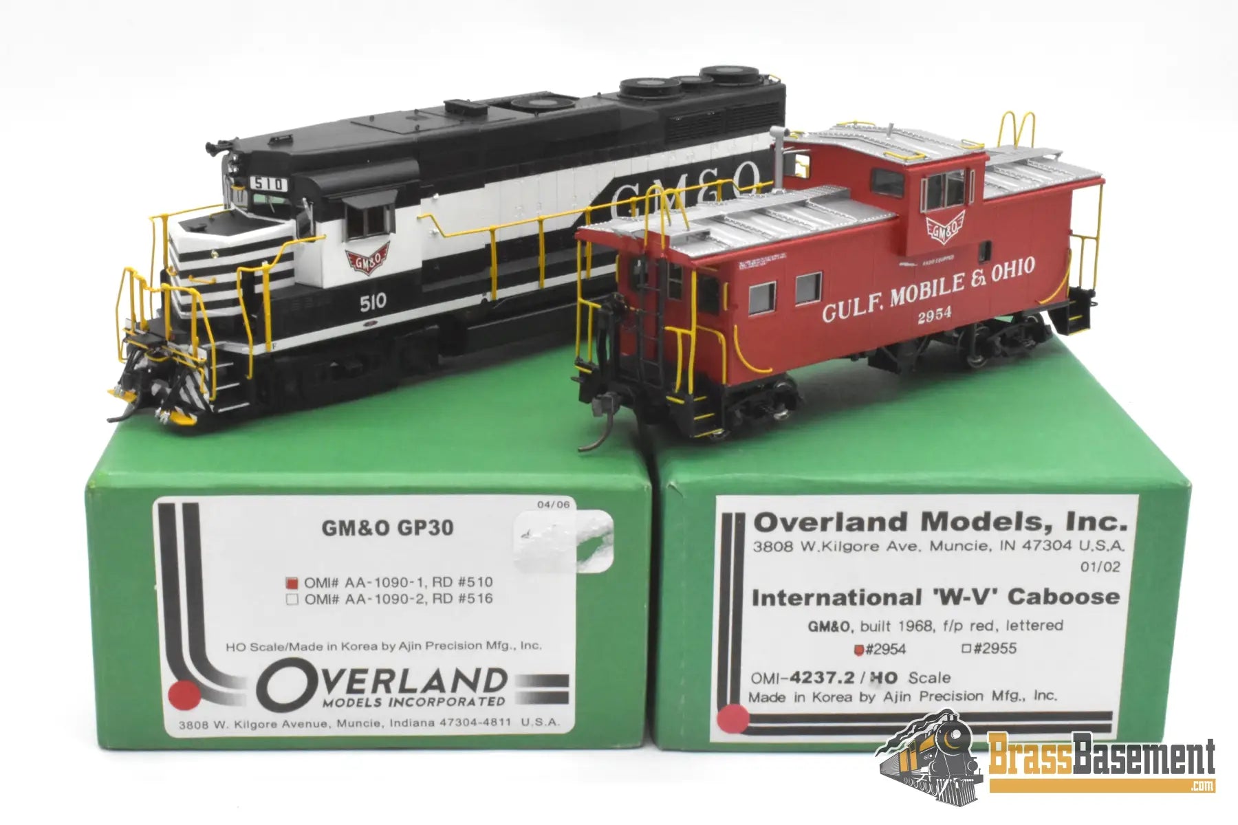 HO Brass - OMI AA-1090-1 & 4237.2 GM&O Gulf Mobile & Ohio GP30 and WV Caboose Set - MINT Diesel
