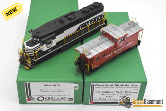 HO Brass - OMI AA-1090-1 & 4237.2 GM&O Gulf Mobile & Ohio GP30 and WV Caboose Set - MINT Diesel