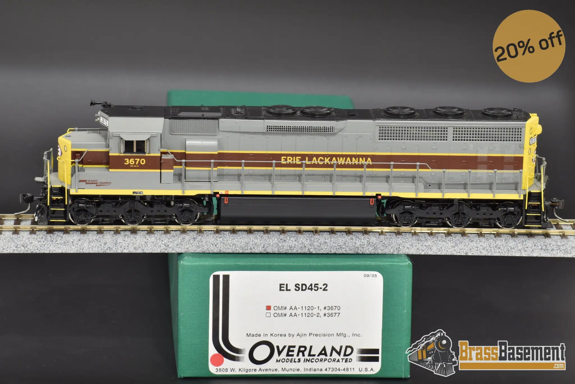 Ho Brass - Omi Aa - 1120 - 1 Erie Lackawanna El Sd45 - 2 #3670 W/ Esu 3.5 Dcc.sound Diesel