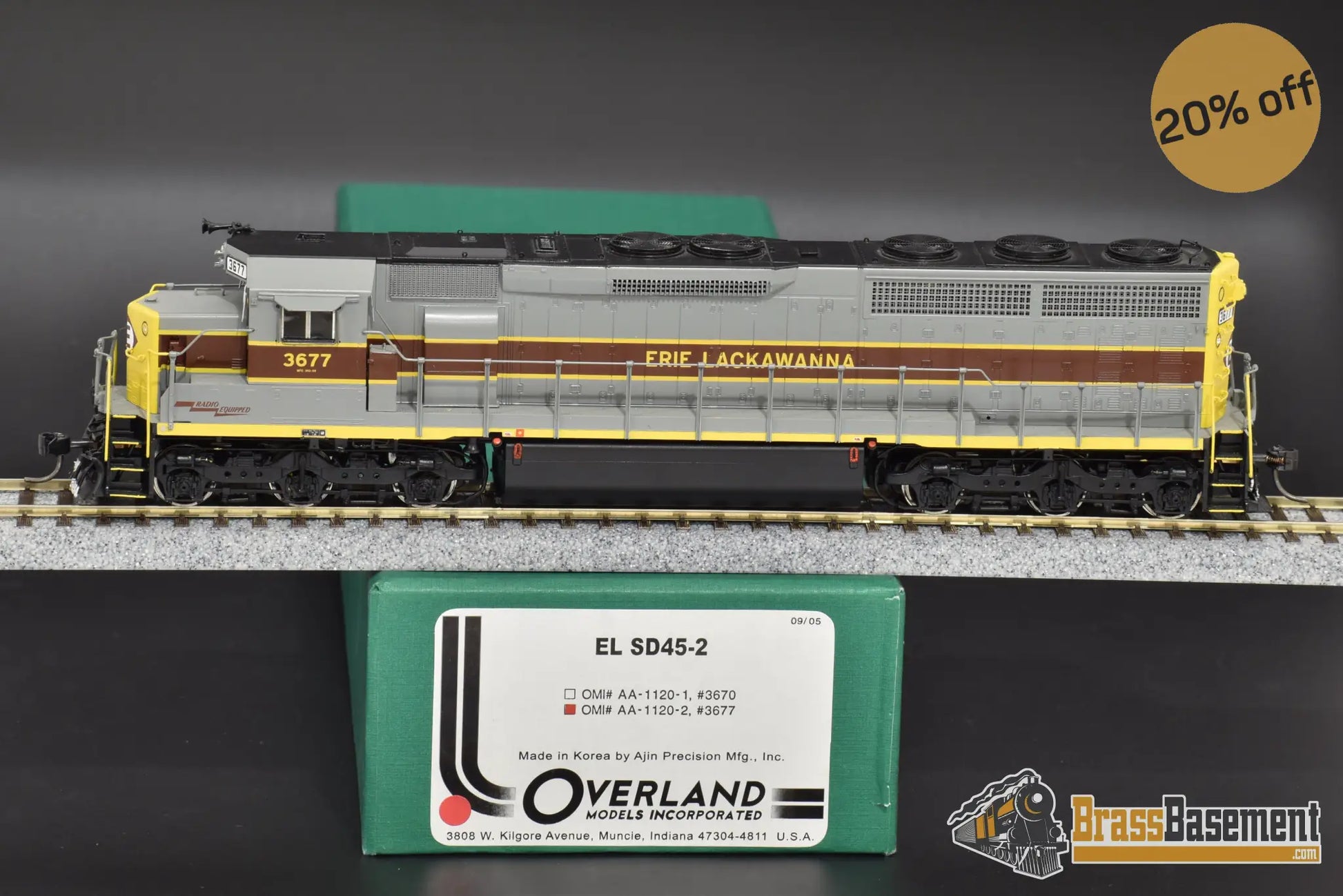 Ho Brass - Omi Aa - 1120 - 2 Erie Lackawanna El Sd45 - 2 #3677 W/ Esu 3.5 Dcc.sound Diesel