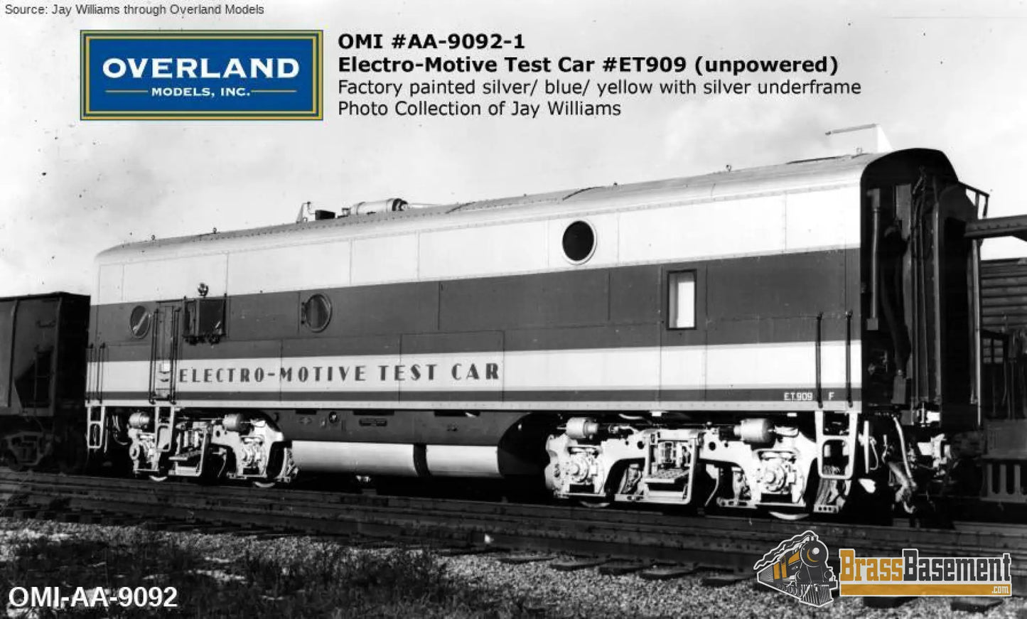 HO Brass - OMI #AA-9092-1 EMD Engineering Test Car ET-909 Blue/Silver/Gray/Yellow w Lights Diesel