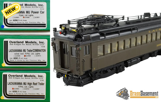HO Brass - OMI DL&W Lackawanna MU Electric 3-Unit Set Power Combination Trailer - F/P - 1999 Ajin NEW - Electric