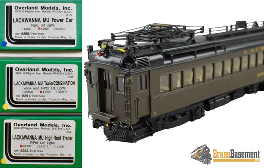 HO Brass - OMI DL&W Lackawanna MU Electric 3-Unit Set Power Combination Trailer - F/P - 1999 Ajin NEW - Electric