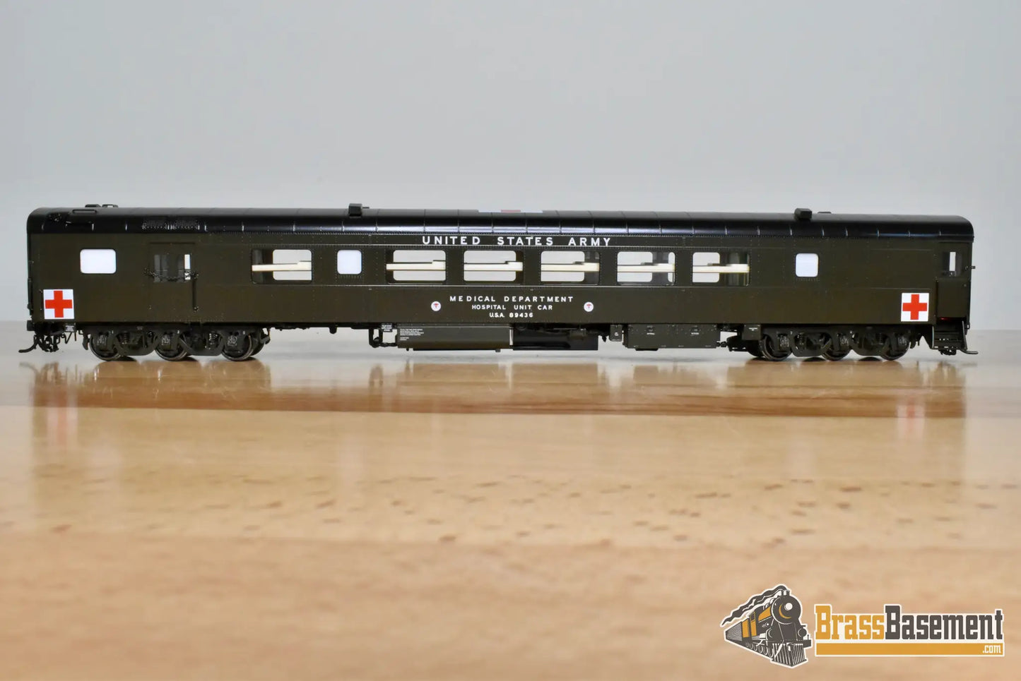 HO Brass - OMI Overland AF-1038-1 US Army Hospital Car #89436 - FP Mint - Passenger