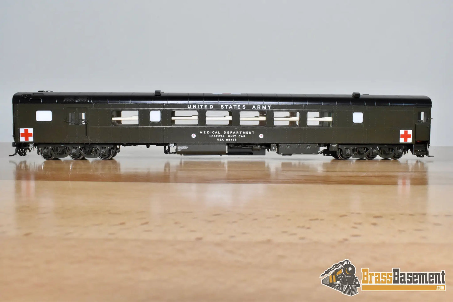 HO Brass - OMI Overland AF-1038-1 US Army Hospital Car #89436 - FP Mint - Passenger