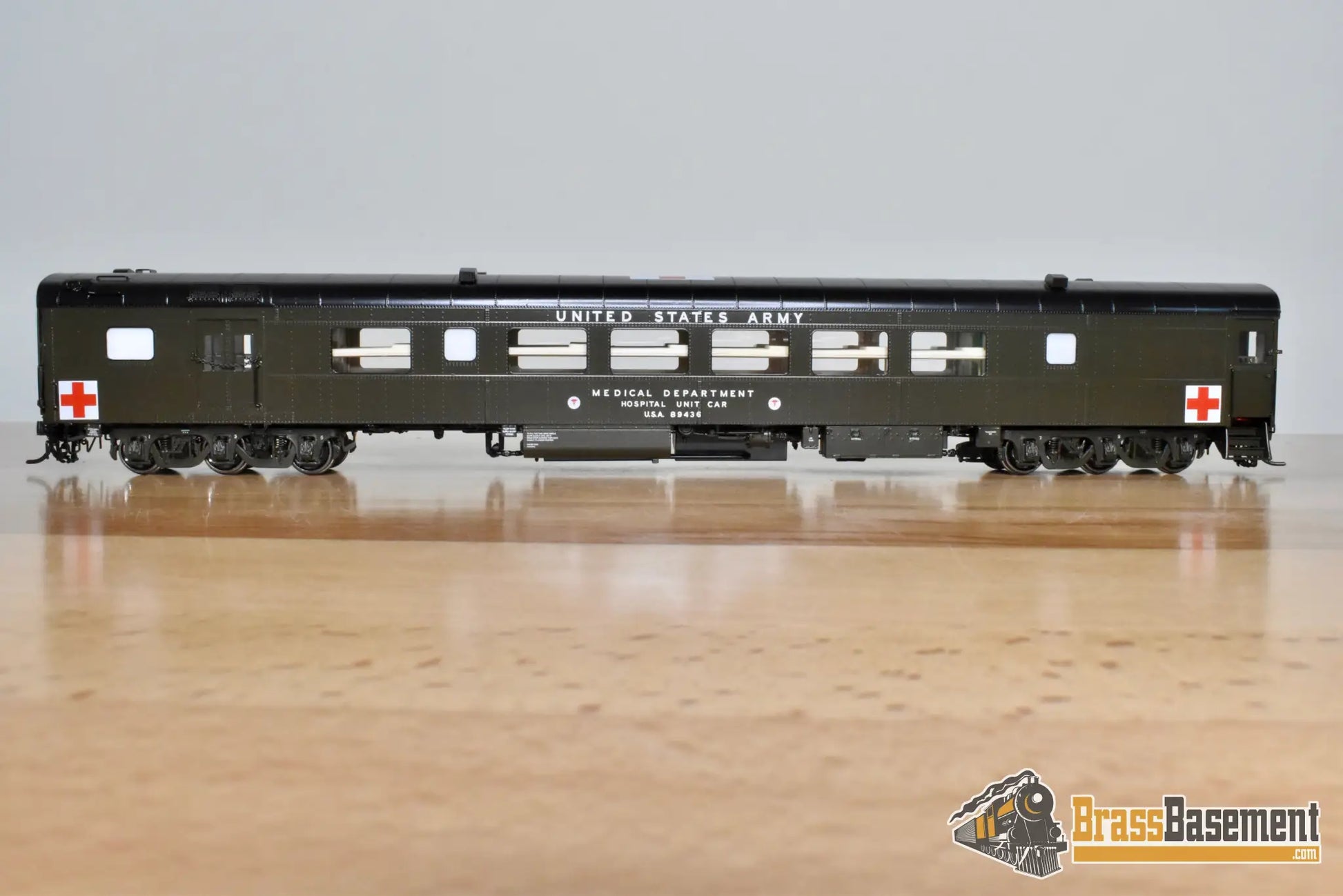 HO Brass - OMI Overland AF-1038-1 US Army Hospital Car #89436 - FP Mint - Passenger